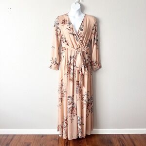 Baltic Born Peach Floral Wrap Maxi Dress